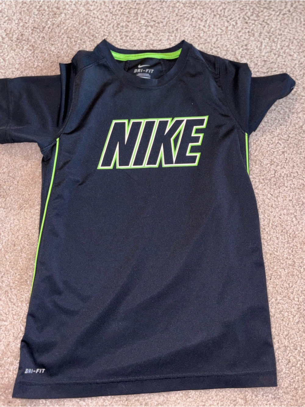 Nike Men’s Black Rash Guard with Neon Green Trim
